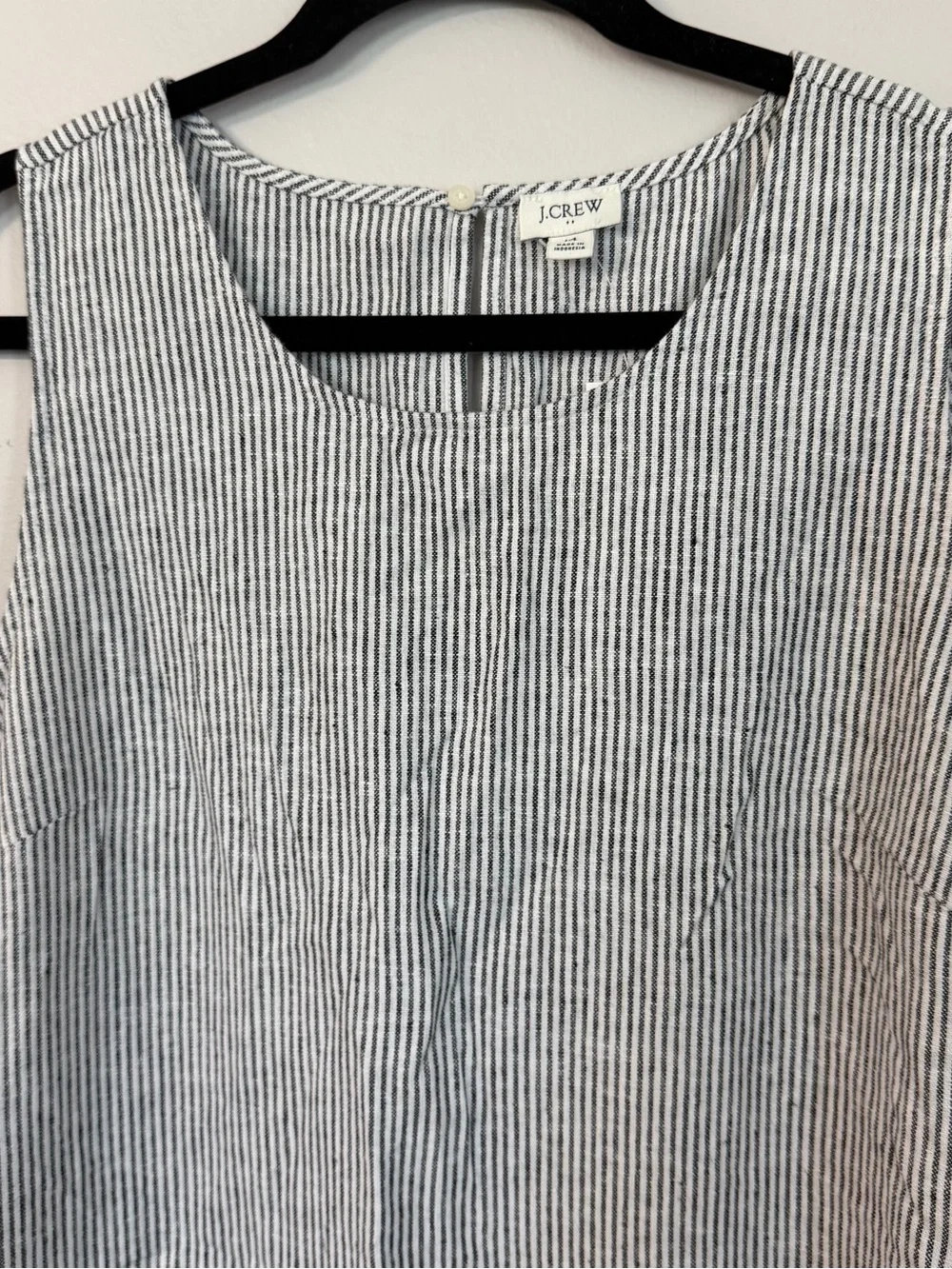 J. Crew Women’s Sleeveless Black & White Striped Linen/Cotton Dress Sz 14 NWT